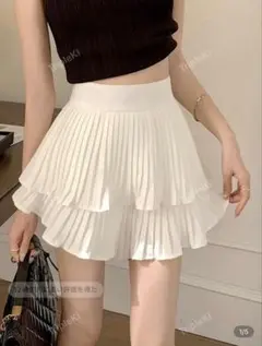 シーイン プリーツダブルフリルスカートインパン付き M