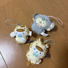 サンリオ　どうぶう着ぐるみマスコット　ポムポムプリンシナモンポチャッコ
