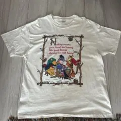 90s DISNEY teeプーさん＆仲間たち 冬アートTシャツ