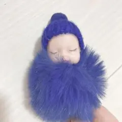 ふわふわ　ベビーキーホルダー　青　新品　プライズ
