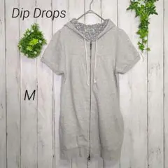 【DipDrops】ディップドロップス　ジップアップパーカー　半袖　グレー　M
