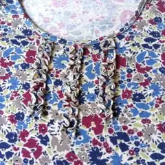 LAURA ASHLEY 花柄フリル半袖Tシャツ L