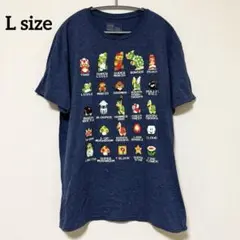 任天堂 スーパーマリオ キャラ図鑑風 ドット絵プリントTシャツ L US古着