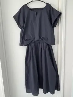 Jeunne Garcon 　上品　ワンピース　フレンチ袖　ネイビー　Ｍ