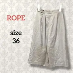 ロペ【36】ガウチョパンツ ワイド 無地 グレー系 ベルト風 シンプル ゆるだぼ