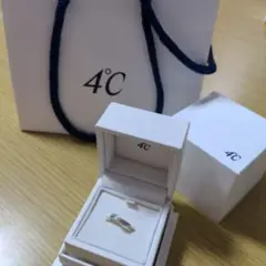 4℃ 指輪 8号 K10ホワイトゴールドリング