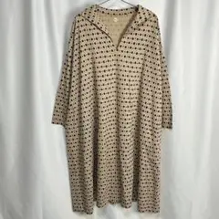 45R 小紋柄 総柄 スキッパー ロングワンピース