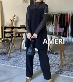 Ameri（アメリ）の「SHEER BOW TIE SET UP（パンツドレス）」 - WEAR
