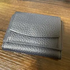 ネイビー レザー 三つ折り財布