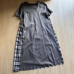 クールカレアン グレー 後ろチェック柄 ワンピース