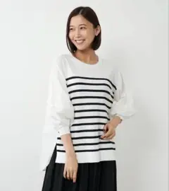 torrazzo donna 異素材切り替えボーダープルオーバー