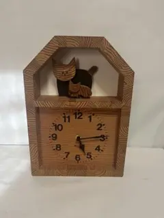 KICORI キコリ　時計　信州カラ松 置掛け時計 猫