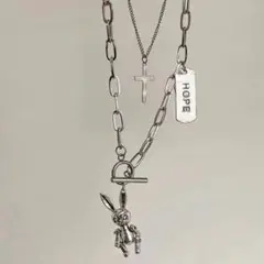 【本日のみの限定セール!!】2連シルバーネックレス☆うさぎのペンダント