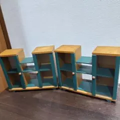 cheerworld kisima青と木目調の扉付きミニチュア収納棚