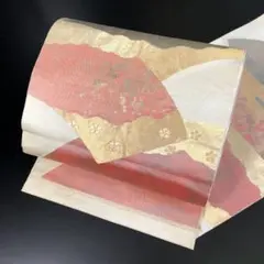 【着】8299u 袋帯 地紙に小花模様 ヱ霞
