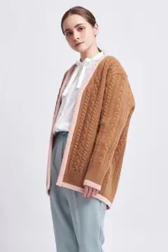 yori ヨリ ファンシーヘムケーブルカーディガン ニット