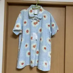 ミセス garconne パジャマ ギンガムチェック 花柄 Lサイズ 上だけ