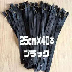 【セール】ファスナー 25cm 40本 まとめ売り 玉付き 黒 同色