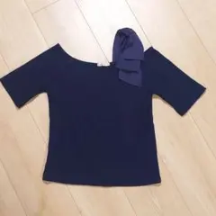 ウィルセレクション　肩リボントップス ネイビー