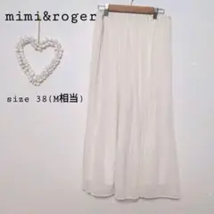 mimi&roger プリーツ　ワイド　パンツ　ウエストゴム　M　ホワイト