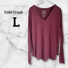 Cold Crush 【L】バーガンディ Vネック長袖Tシャツ カットソー
