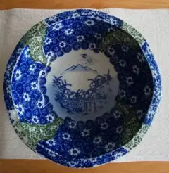 新年特別価格 古伊万里 骨董 印判 深鉢 盛鉢 大鉢 盛皿 月明かりに山と鹿