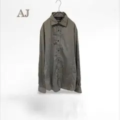 【アルマーニジーンズ】長袖　シャツ　ストライプ　グレー系　メンズ　【USA M】