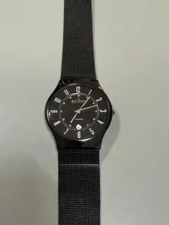 SKAGEN ブラック メッシュ腕時計　中古品