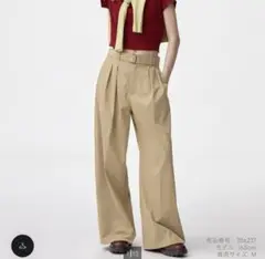 新品　GU ベルテッドワイドパンツ　ベージュ
