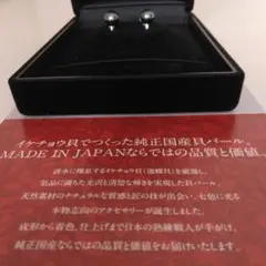 淡水パール(イケチョウ貝製）黒系イヤリング 長期保管品 箱なし発送！