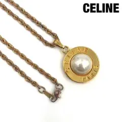 ✨美品✨ CELINE ロングネックレス サークル パール 刻印 62cm