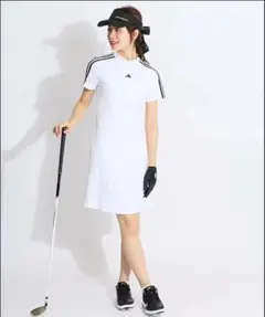 【ほぼ新品！アンダーショーツ付き！】adida半袖モックネックワンピース　L