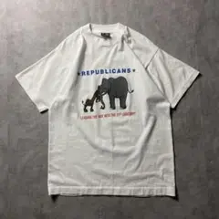 【入手困難】90s USA製 アメリカ共和党 Tシャツ 政治 メッセージ 動物