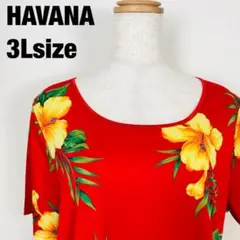 HAVANA ハイビスカス 半袖 ブラウス 大きめサイズ 日本製 I3