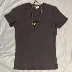 DIESEL ダークグレー VネックTシャツ メンズXS