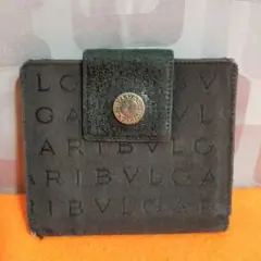 ブルガリ BVLGARI 折り財布 キャンバス レザー 黒 ブラック 116