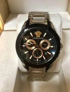 く*ば様 Versace M8C メデューサ 黒文字盤 メンズ腕時計 QZ SS Versace ヴェルサーチ メデューサ クロノ M8C メンズ 腕時計