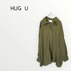 【HUG U 】オリーブ 長袖シャツ　ドルマントップス　　 オーバーシルエット