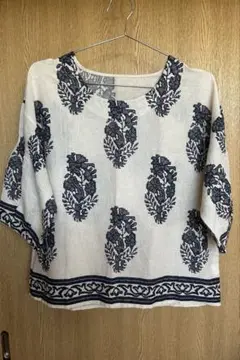 adesso ブラウス　七分袖　シャツ Ｍ〜Ｌ