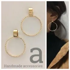 1188-2 小☺︎メタルゴールドとフープのアンティークピアス☺︎