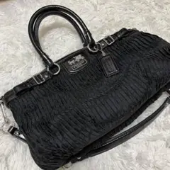 美品 COACH バッグ プリーツ 黒