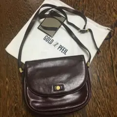 【美品】ゴールドファイル ショルダーバッグ レザー　保存袋ミラー付き