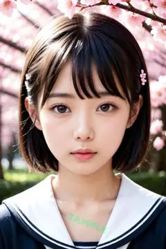 【清楚美女No.465】美女グラビアポスター／人形　春　桜　登下校　通学路