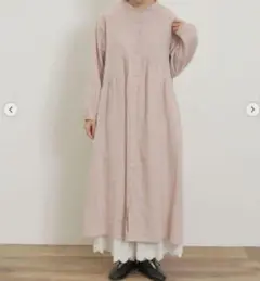 サマンサモスモス　Cross×Linen　クロスリネン　ショールカラーワンピース