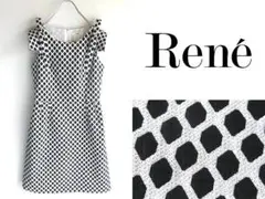 17SS Rene TISSUE社生地 ラメツイード ドレスワンピース 36