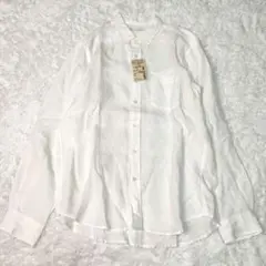 【希少】無印良品 フレンチ リネン 洗いざらし シャツ 白 L