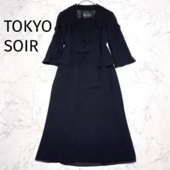 美品✨東京ソワール ブラックフォーマル フリルジャケット一体型ワンピース 11号