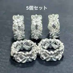 再販❣️お得5個セット❣️ ロンデル スペーサー メタルパーツ シルバー