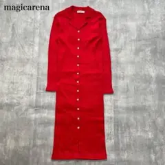 マジコアリーナ【M】ロングニットワンピース ストレート Iライン リブ編み