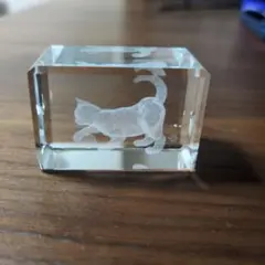 クリスタルオブジェ　3D 猫